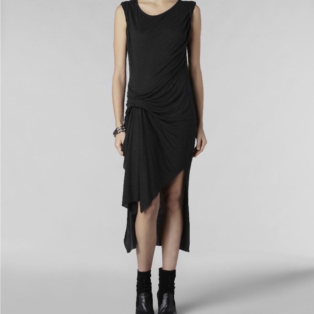 All Saints Riveria Devo Twist-Front Midi Dress
